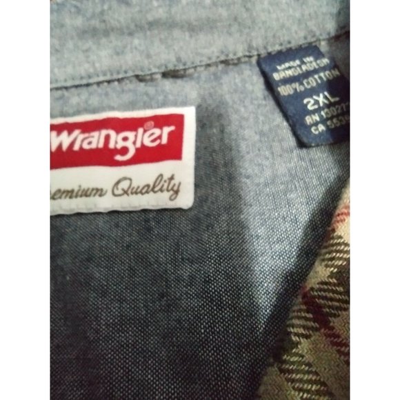 Wrangler Shirt Mens 2XL Red Black Plaid‎ Flannel Premium Quality Shacket - Picture 5 of 6
